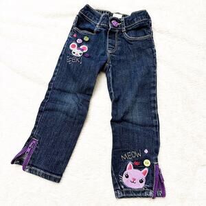 Vintage Gymboree Jeans 2T Cat & Mouse Jeans Purple Cat Embroidered Jeans